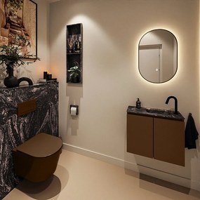 Mondiaz Ture DLux toiletmeubel 60cm rust met wastafel lava rechts met kraangat