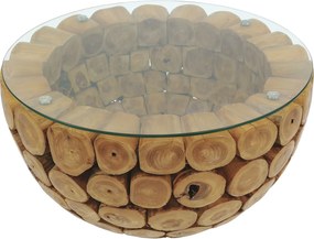 BRANCH 70 | Teak Bowl Salontafel met glas | Rond | 70x45