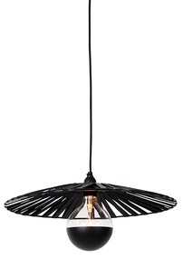 Stoffen Hanglamp zwart 46 cm incl. G125 kopspiegel zwart dimbaar - Leia Landelijk E27 rond Binnenverlichting Lamp