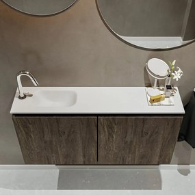 Mondiaz Ture 100cm toiletmeubel dark brown met wastafel talc links 1 kraangat