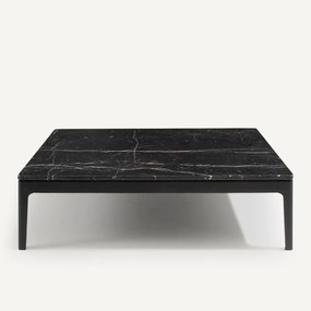 Salontafel, zwart marmer en massief eiken, Helda, ontwerp Emmanuel Gallina