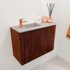 Mondiaz Joya DLux 60cm toiletmeubel ronding rechts ruby met wastafel faye links 1 kraangat glace