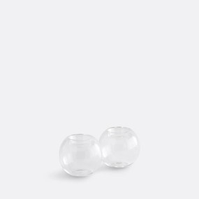 Set van 2 kandelaars van transparant glas, hoogte 7,5 cm, OVIA