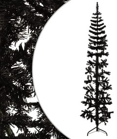 vidaXL Kunstkerstboom half met standaard smal 240 cm zwart