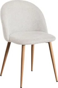 Kana Gestoffeerde Eetkamerstoelen En Stalen Frame, Set Van 4 Natuurlijk Hout & Stof Gebroken Wit - Sklum