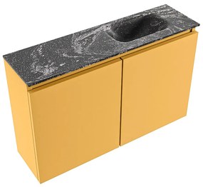 Mondiaz Ture DLux toiletmeubel 80cm ocher met wastafel lava rechts met kraangat