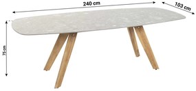 Dining Tuintafel rechthoekig 240 x 103 cm teak Teakhout/keramiek Naturel teak Montana