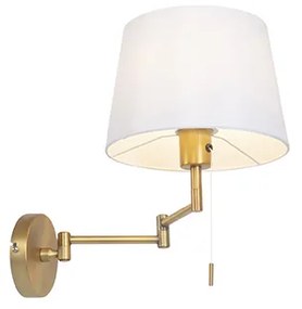 Wandlamp brons met witte kap en verstelbare arm - Ladas Deluxe