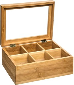 Secret de Gourmet theedoos 22 x 15 x 8,5 cm - 6 vakken - Bamboe