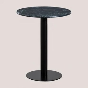 Ronde Barkruk Ø60 Cm In Rocher Marmer Groen Marmer Big Flower & Zwart - Sklum