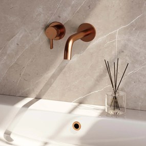 Brauer Copper Edition ColdStart wastafelkraan inbouw gebogen uitloop en rozetten model E2 koper geborsteld PVD
