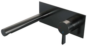 Brauer Gunmetal Edition ColdStart wastafelkraan inbouw rechte uitloop met achterplaat model E1 gunmetal geborsteld PVD