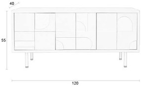 Beige Dressoir Met Relief Vormen - 120x40x55cm.