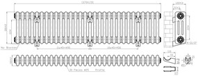 Eastbrook Imperia 3 koloms radiator 135x30cm 1436W wit glans