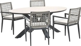 Garden Impressions Burela tuinset 5-delig - Tulli tuintafel 180x115xH75 cm