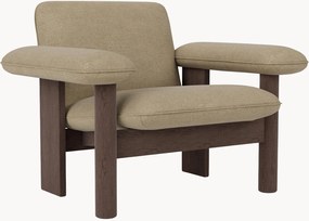Loungefauteuil Brasilia van eikenhout met bouclé bekleding