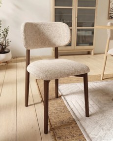 AVLO Beige (stof Juto 4)/notenkleurig gebeitst frame – HOUTEN STOEL VOOR WOONKAMER, EETKAMER, KEUKEN RETRO