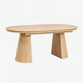 Ovale Eettafel 180-240x105 Cm Uitschuifbaar In Mdf En Montana Eiken Fineer Natuurlijk Hout - Sklum