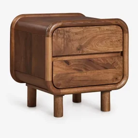 Set Van 2 Nachtkastjes 50x43 Cm In Gina Mangohout Donker Handvat Hout - Sklum