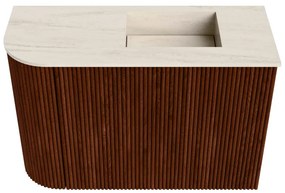 Mondiaz Joya DLux 60cm toiletmeubel ronding links ruby met wastafel faye rechts zonder kraangat meli