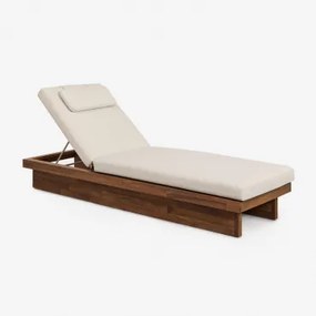 Set Van 2 Verstelbare Ligstoelen Van Acaciahout Met Kussen Dailin Acacia Bruin - Sklum