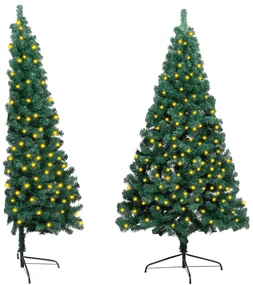 vidaXL Kunstkerstboom met LED's en standaard half 180 cm PVC groen
