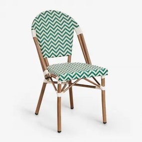 Set Van 4 Brielle Bistro Aluminium Stapelbare Tuinstoelen Groen – Kool - Gardenia Wit - Sklum