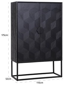 Richmond Interiors Blax Grote Kast Zwart Hout - 110x52x175cm.