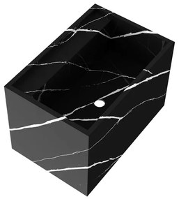 Saniclass Cube Meubelwastafel - 60x46x40 - Zonder overloop - 1 wasbak - zonder kraangat - composiet - nero marquina WT-MC600NE