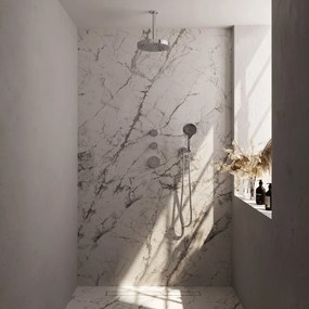 Brauer Stripe inbouw regendouche met 25cm hoofddouche, plafondarm en 3 standen handdouche set 6 chroom