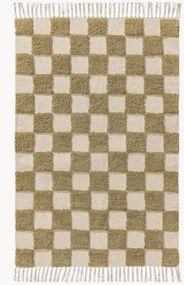 Handgeweven hoog-laag katoenen vloerkleed Caro