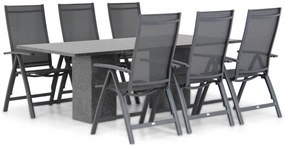 Tuinset 6 personen 220 cm Aluminium/Textileen /Graniet/Aluminium/textileen Grijs Presto Vasto/Graniet