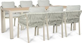 Tuinset 6 personen 205 cm Rope Taupe Lifestyle Garden Furniture Biagio/Creta
