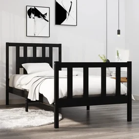 vidaXL Bedframe massief hout zwart 90x190 cm 3FT Single