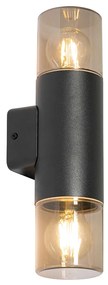 Moderne buiten wandlamp zwart 2-lichts IP44 - Odense Modern E27 IP44 Buitenverlichting rond