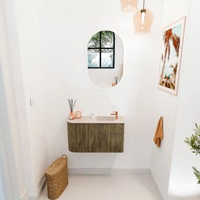 Mondiaz Joya DLux 70cm toiletmeubel ronding links dusk met wastafel faye rechts 1 kraangat frappe