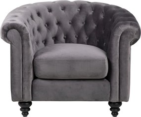 Chesterfield Fauteuil Fluweel Grijs