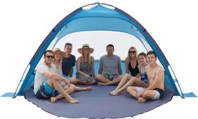 VEVOR strandtent met zonnescherm voor 8 personen, UPF 50+ bescherming, draagbare strandtent met draagtas en grondankers, lichtgewicht strandparasol voor kamperen, vissen, picknicken, zonnetent