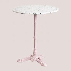 Ronde Terrazzo Bartafel (ø60 Cm) Volutto Suikerspinroos & Ivoorkleurig Terrazzo - Zwart - Sklum