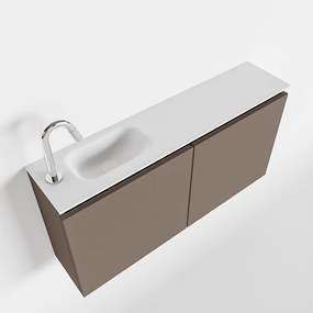 Mondiaz Ture 100cm toiletmeubel smoke met wastafel talc links 1 kraangat