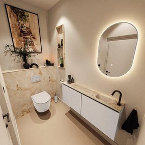 MONDIAZ TURE-DLUX 120cm toiletmeubel Linen. EDEN wastafel Frappe positie rechts. Met 1 kraangat. TUREDX120LINR1FRA