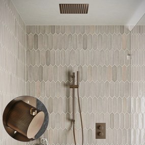 Saniclear Cube Stripes inbouw regendouche met inbouw douchekop 30x30cm, glijstang en staafhanddouche verouderd messing