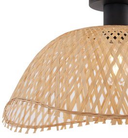 Art Deco plafondlamp zwart met naturel bamboe 40cm - Alka Art Deco E27 Scandinavisch Bohemian rond Binnenverlichting Lamp