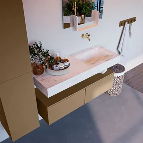 Mondiaz Alan DLux badmeubel 120cm oro 2 lades met wastafel ostra rechts zonder kraangat