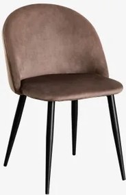 Kana Gestoffeerde Eetkamerstoelen Set Van 2, Staal Zwart & Fluwelen Bruin - Army & Fluwelen - Sklum