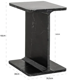 Richmond Interiors Benson Marmeren Bijzettafel Zwart - 38 X 30.5cm.