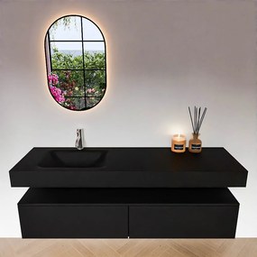 Zaro Alan badmeubel 160cm urban 2 lades met vrijhangende wastafel cloud links 1 kraangat urban