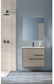 Adema Prime Essential Badkamermeubelset - 60x55x46cm - 1 rechthoekige wasbak wit - 1 kraangat - 2 lades - rechthoekige spiegel - taupe SW892660/SW804530/SW724610