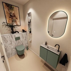 MONDIAZ TURE-DLUX 60cm toiletmeubel Army. EDEN wastafel Glace positie rechts. Met 1 kraangat. TUREDX60ARMR1GLA