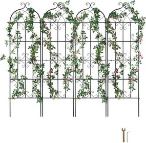 VEVOR Klimplantensteun, 51x180cm, Set van 4 roestvrije metalen trellis voor tuinbloemen, rozentrellis, klimhulp, komkommersteun, decoratieve clematistrellis voor binnenplaatsen en gazons